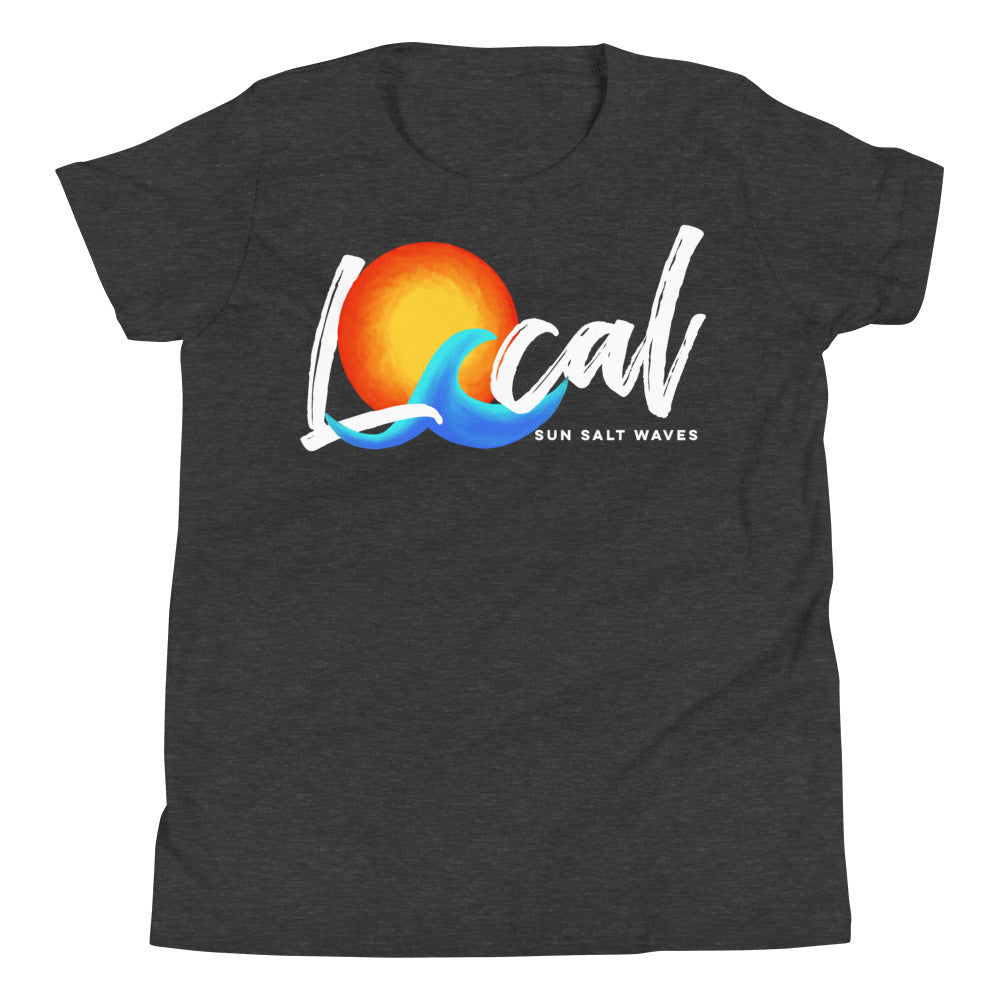Sun and Waves ‘Local’ Youth Tee from Sun Salt Waves exclusive, ‘Local’ sun and wave design, reminiscent of vintage California Heather Charcoal 
