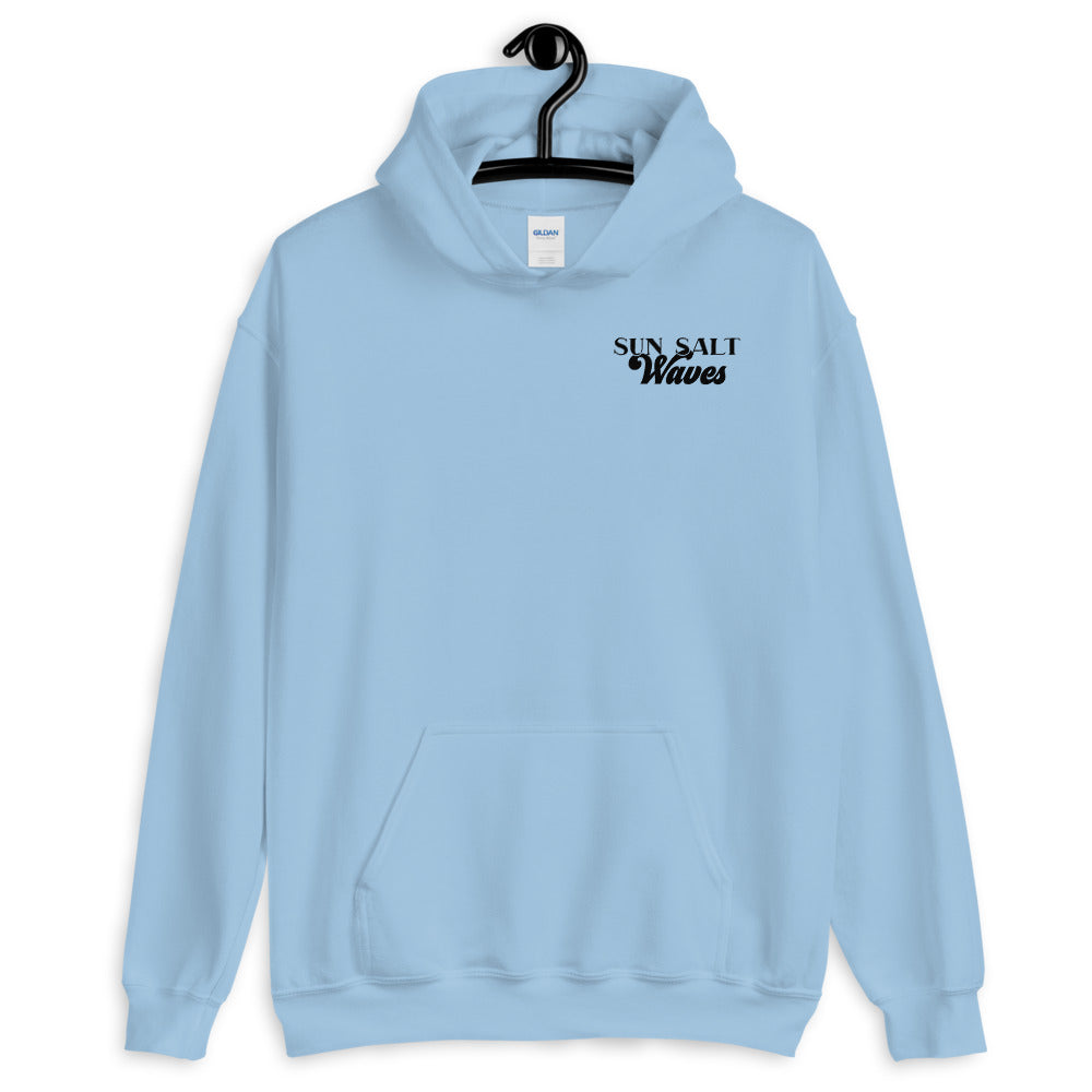 Surf School Hoodie from Sun Salt Waves Front and Back Print Light Blue
