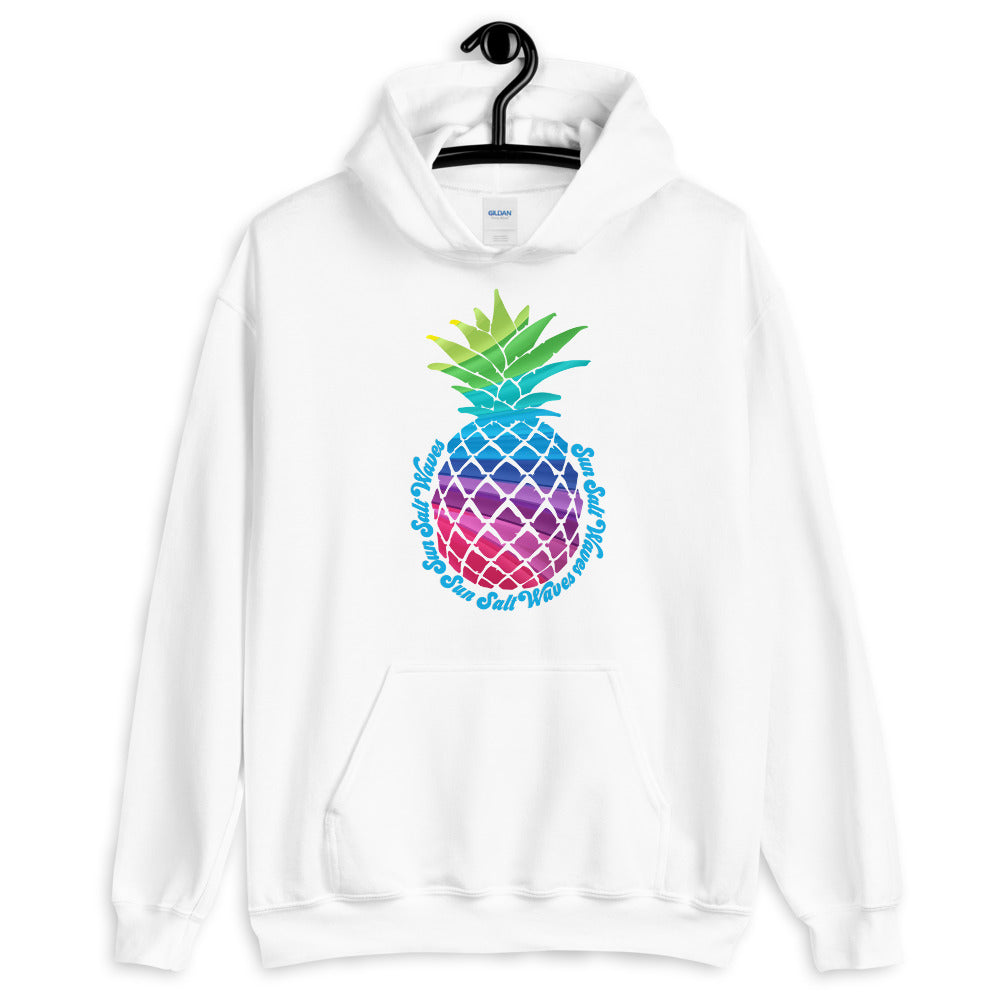 Bay Breeze Men’s, Women’s, Unisex Hoodie Colorful Pineapple Sun Salt Waves Unisex White