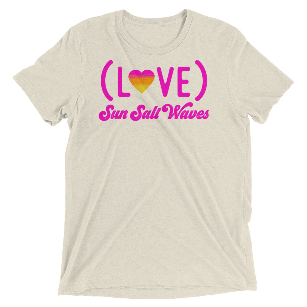 Love Tee Unisex Graphic Love With Heart in Sunset Colors Sun Salt Waves  Men’s Women’s Heather Oatmeal