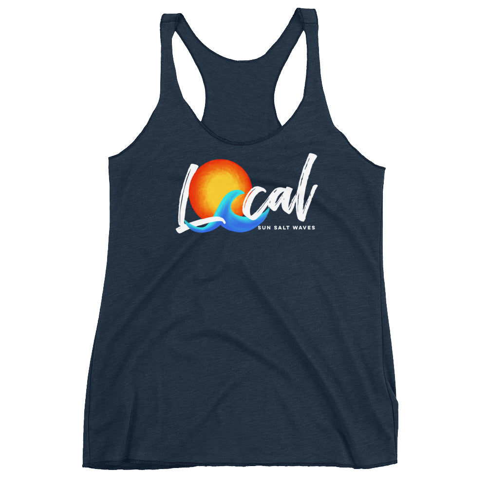 Sun and Waves ‘Local’ Racerback Tank Sunset and Multicolored Wave Navy