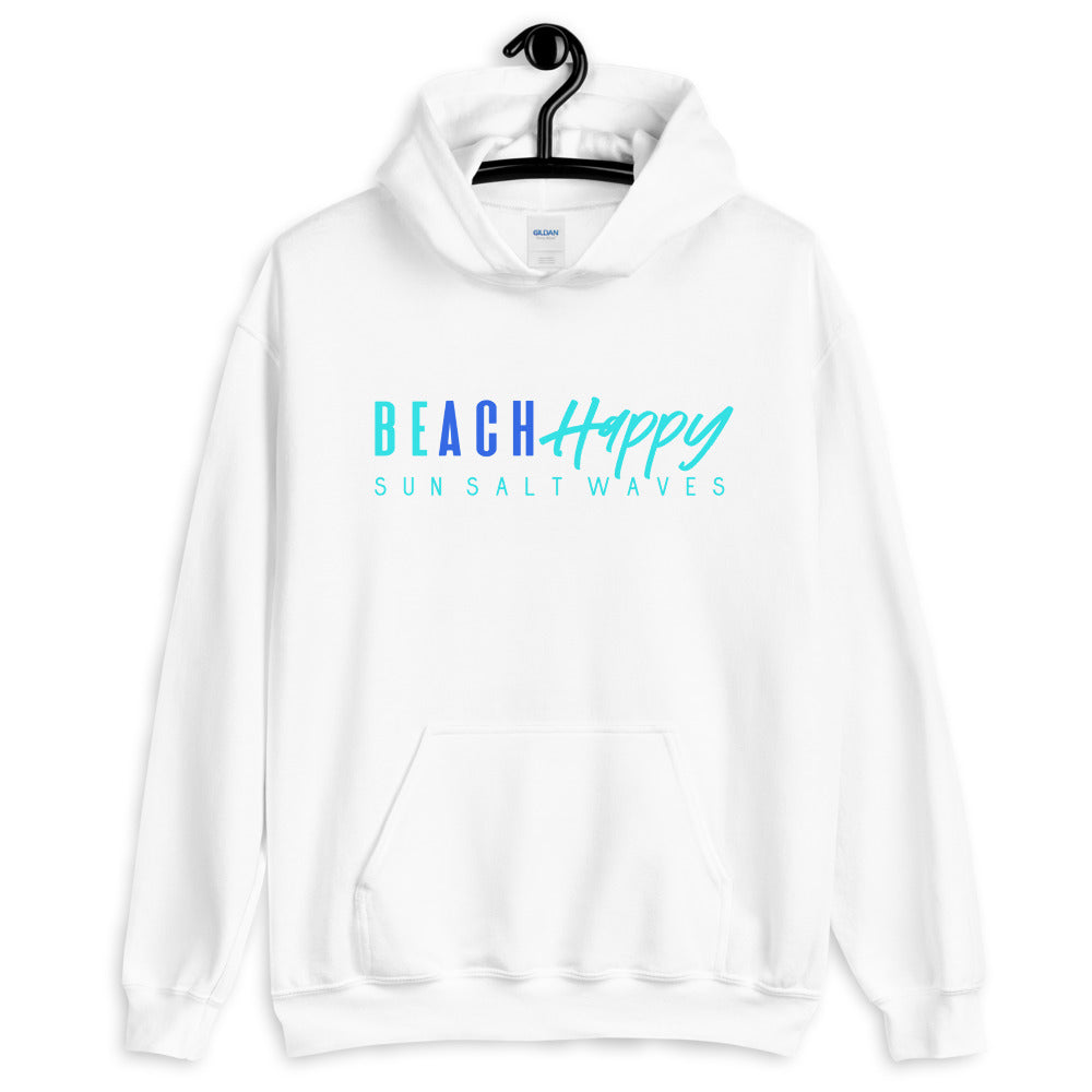 Sun Salt Waves Be Happy Hoodie Unisex White Women’s Men’s Graphic Beach Happy