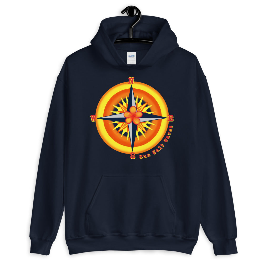 Sun Salt Waves Find Your Way Navy Hoodie Unisex Men’s Women’s Graphic Compass