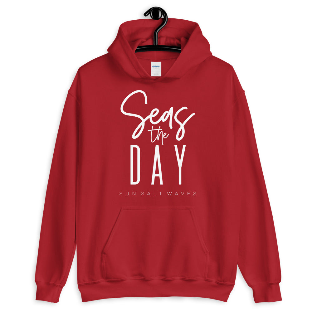 Sun Salt Waves Seas the Day Red Hoodie Unisex Men's Women's Graphic Seize the Day
