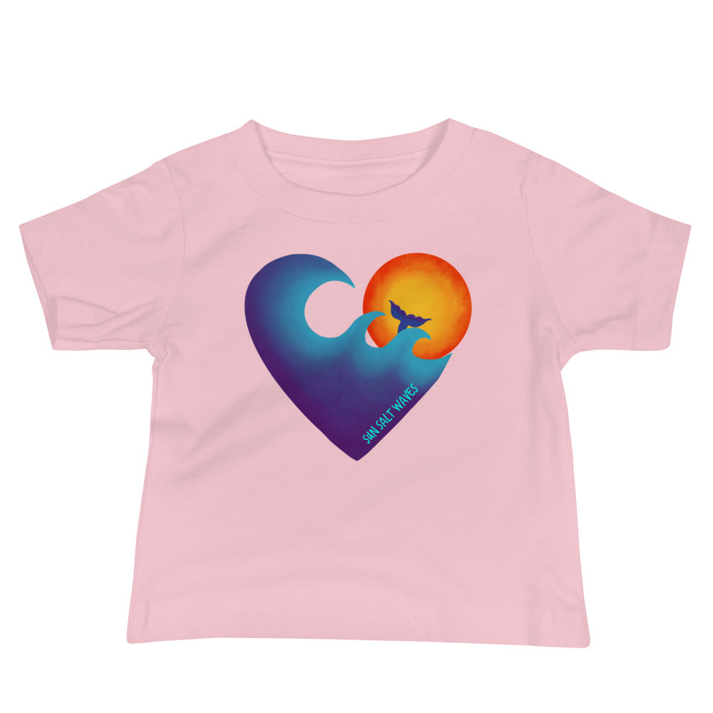 Sun Salt Waves Chase The Sun Heart Sun and Wave Pink Cotton Baby Tee Infant T-shirt
