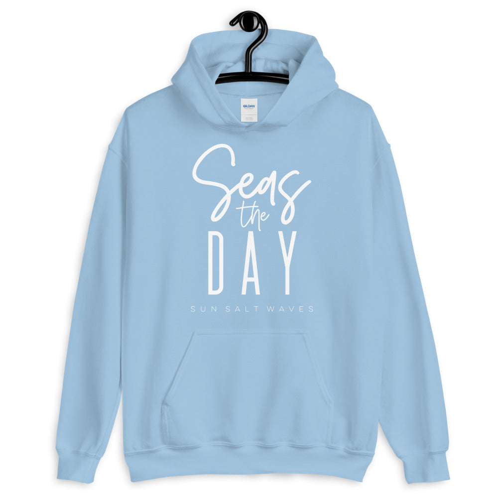 Sun Salt Waves Seas the Day Light Blue Hoodie Unisex Men's Women's Graphic Seize the Day