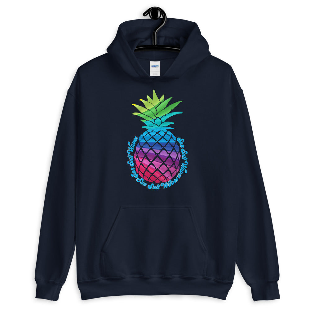 Bay Breeze Men’s, Women’s, Unisex Hoodie Colorful Pineapple Sun Salt Waves Unisex Navy