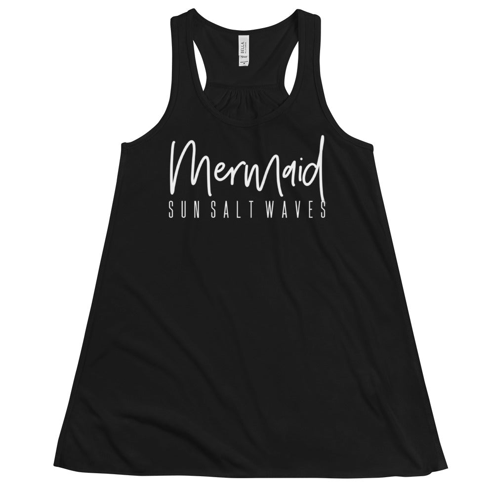 Mermaid Flowy Racerback Tank Graphic Tank Women’s Junior’s Sun Salt Waves Black