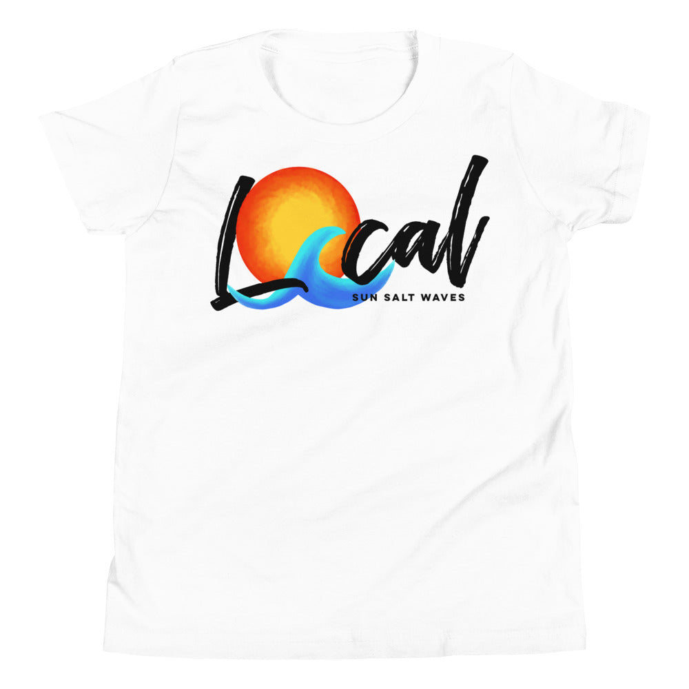 Sun and Waves ‘Local’ Youth Tee from Sun Salt Waves exclusive, ‘Local’ sun and wave design, reminiscent of vintage California White