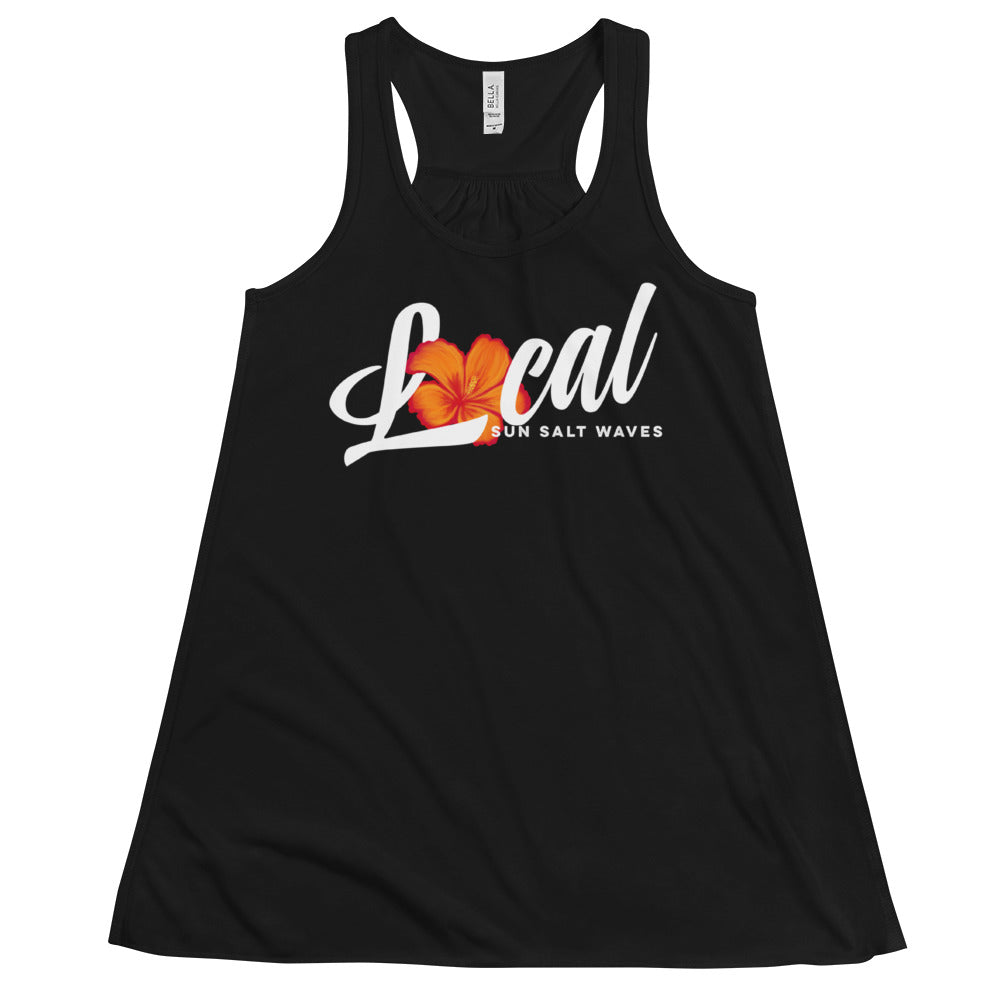 Hibiscus ‘Local’ Flowy Racerback Tank Orange Hibiscus Local Graphic Tank Women’s Junior’s Sun Salt Waves Black