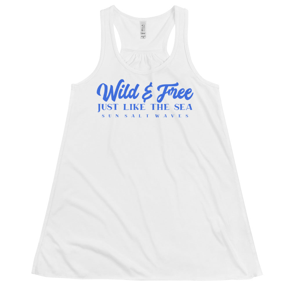 Wild and Free Flowy Racerback Tank Graphic Tank Women’s Junior‘S Sun Salt Waves White