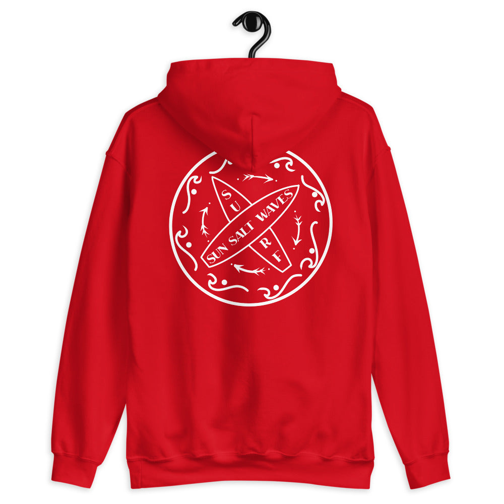 Surf School Hoodie from Sun Salt Waves Front and Back Print Red