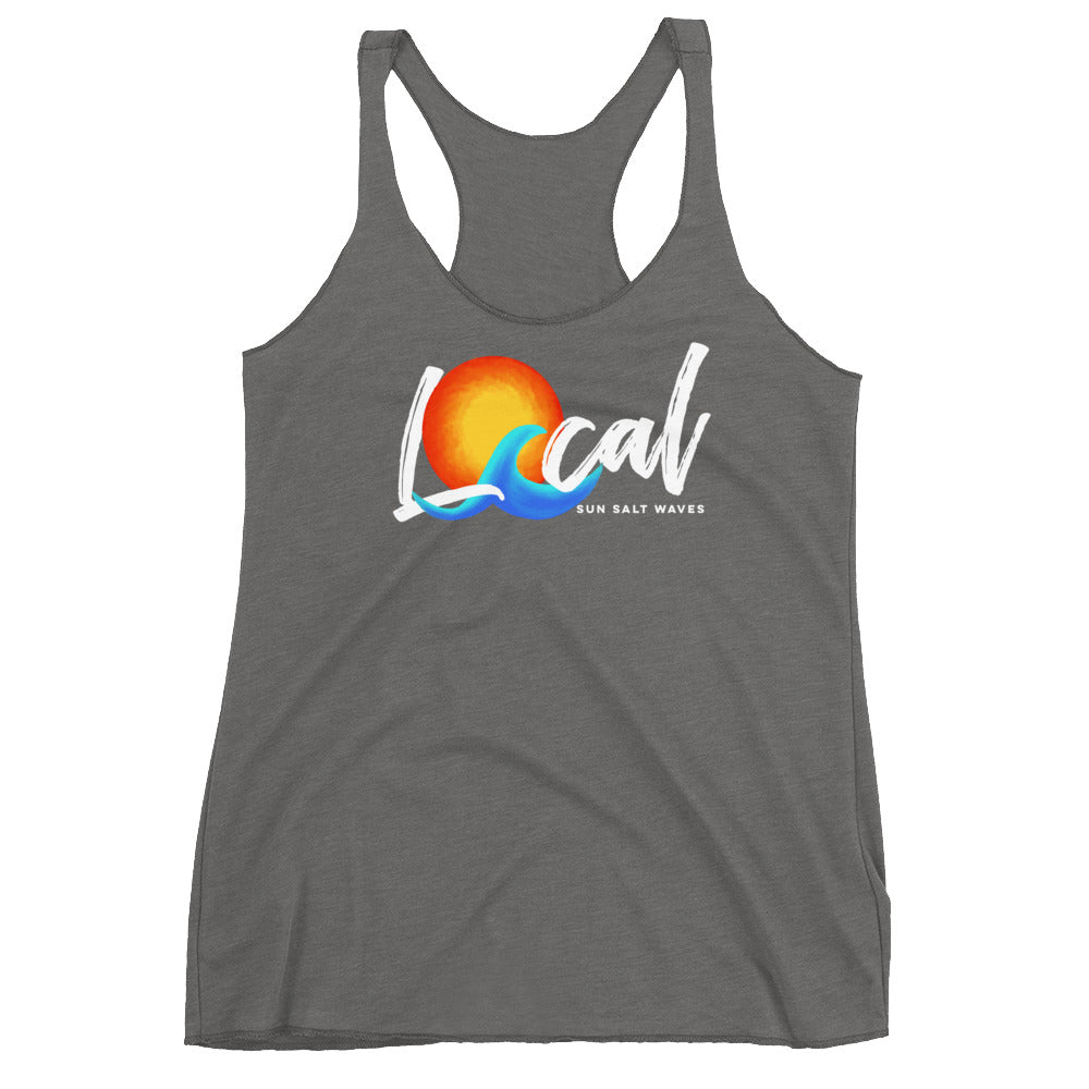 Sun and Waves ‘Local’ Racerback Tank Sunset and Multicolored Wave Gray