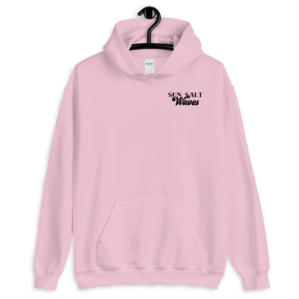 Surf School Hoodie from Sun Salt Waves Front and Back Print Light Pink
