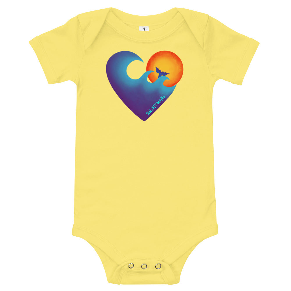 Sun Salt Waves Chase The Sun Heart Sun and Wave Yellow Cotton Infant Onsie