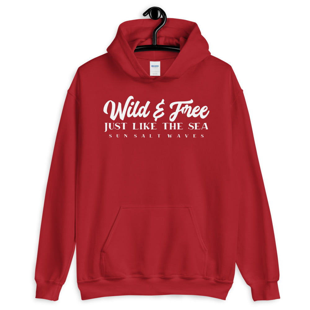Sun Salt Waves Wild and Free Just Like the Sea Red Hoodie Unisex Men's Women's Graphic