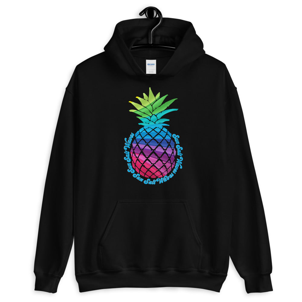 Bay Breeze Men’s, Women’s, Unisex Hoodie Colorful Pineapple Sun Salt Waves Unisex Black