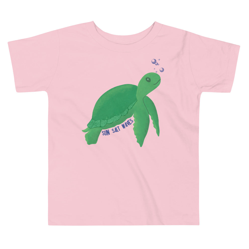 Sun Salt Waves Back to the Sea Pink Toddler Tee Swimming Sea Turtle Girl’s, Boy’s, Unisex, 100% Cotton Short Sleeve Tee
