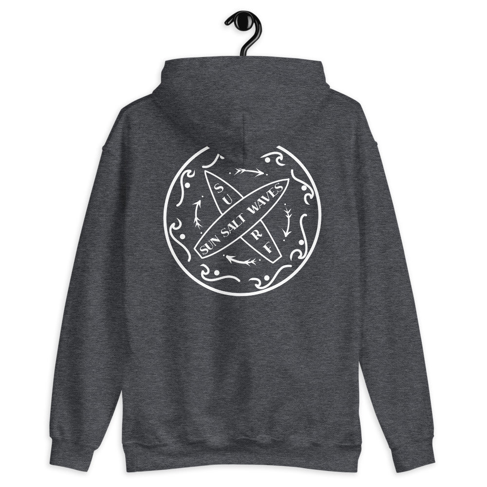 Surf School Hoodie from Sun Salt Waves Front and Back Print Heather Dark Gray