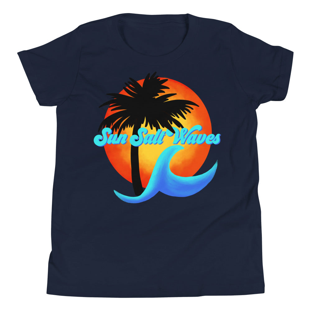 Sun Salt Waves Logo Youth Tee from Sun Salt Waves features our exclusive sun, palm and wave design that kIcked off an entire brand Navy