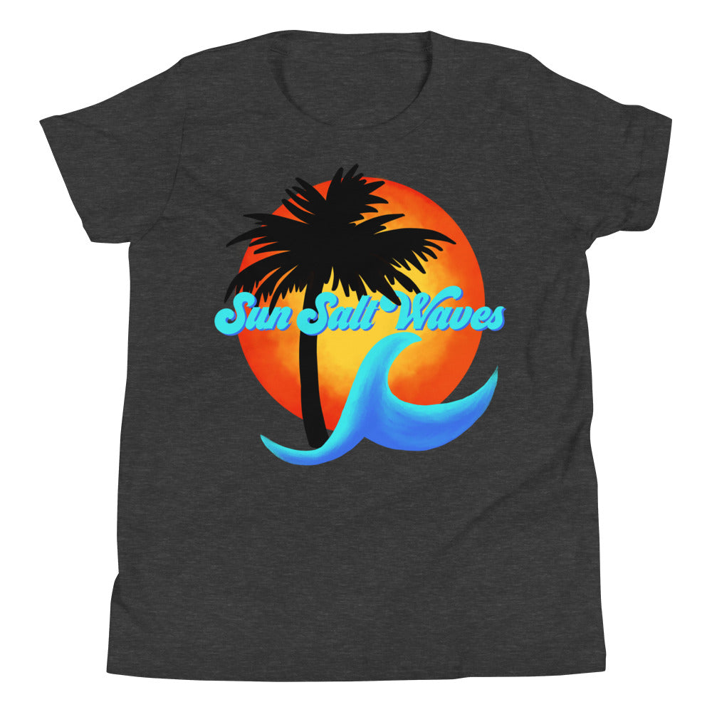 Sun Salt Waves Logo Youth Tee from Sun Salt Waves features our exclusive sun, palm and wave design that kIcked off an entire brand Heather Charcoal 