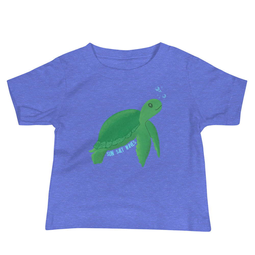 Sun Salt Waves Back to the Sea Heather Columbia Blue Baby Tee Swimming Sea Turtle Infant, Baby, Toddler, 100% Cotton Girl’s Boy’s Unisex T-shirt 