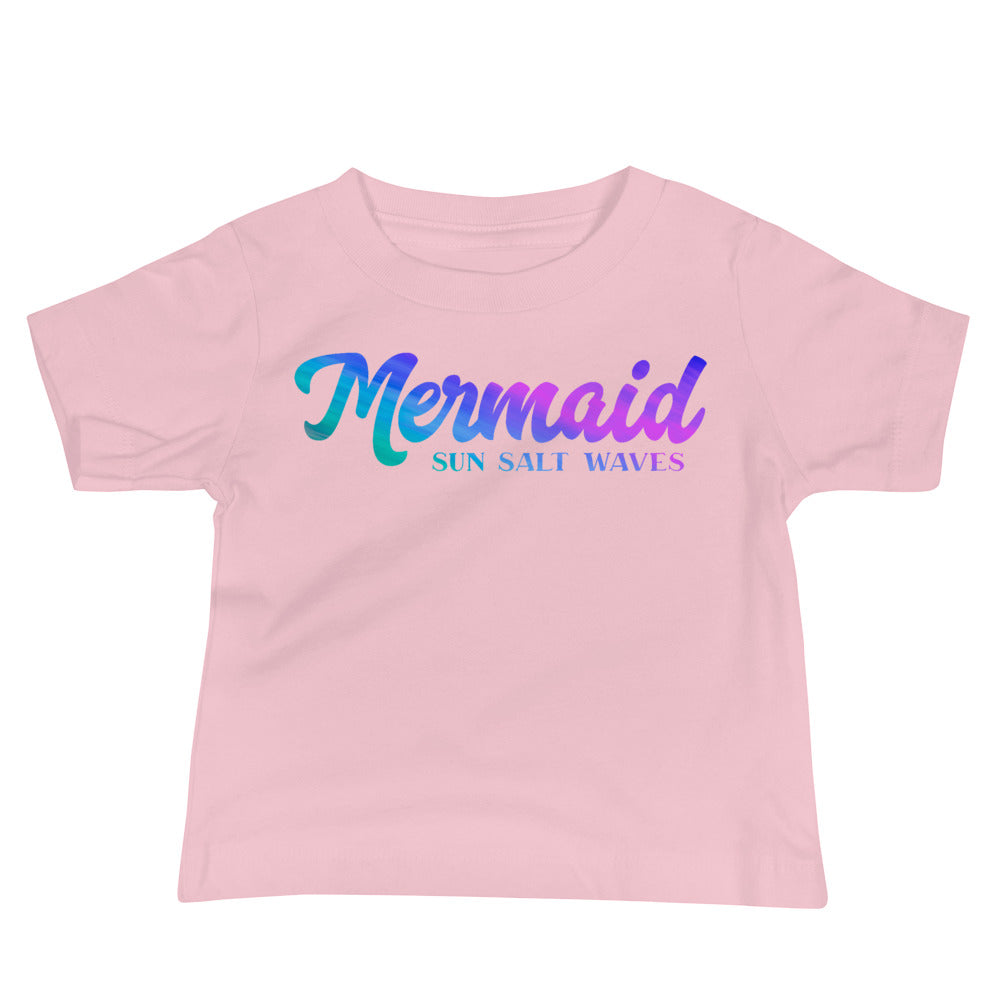 Mermaid Baby Tee Sun Salt Waves Colorful Mermaid Pink
