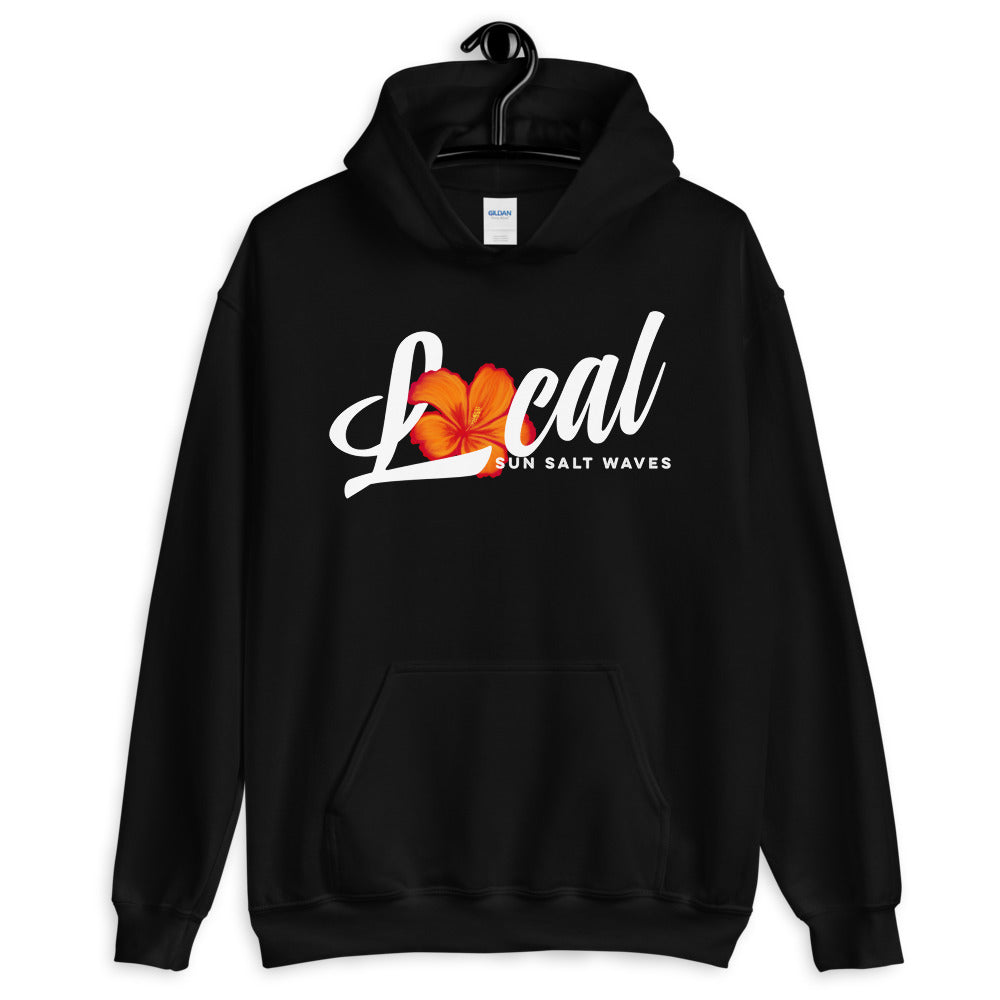 Sun Salt Waves Orange Hibiscus ‘Local’ Black Hoodie Unisex Men’s Women’s Graphic